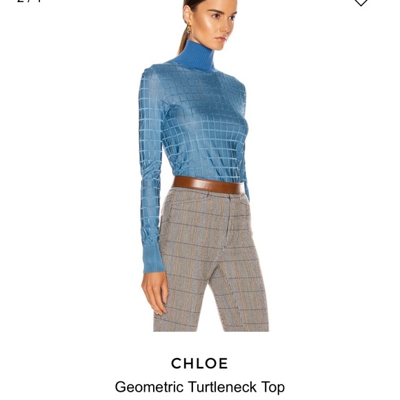 Chloe Tops - Chloé Geometric Turtleneck Top Light Cobalt Blue